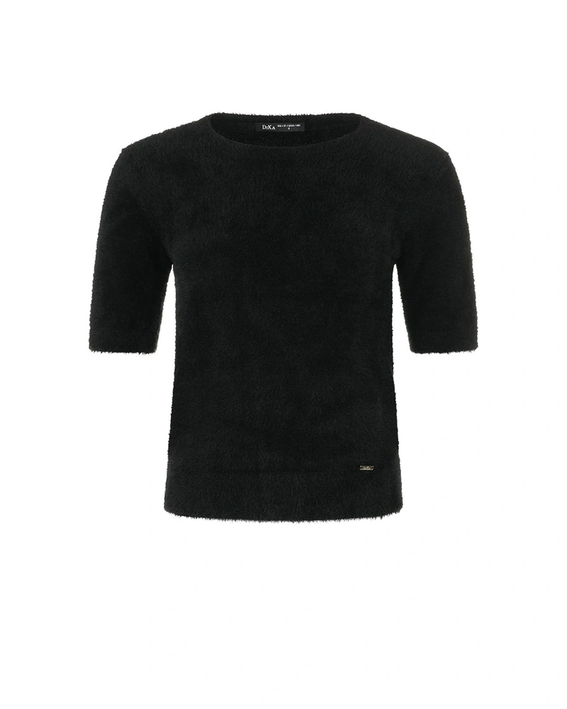 Black fluffy blouse | Casual