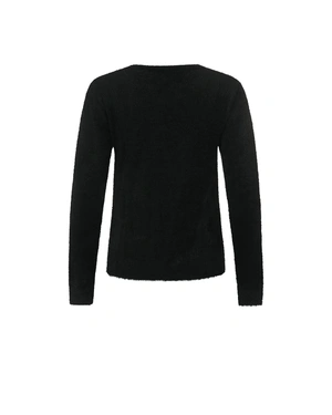 Black fluffy blouse with long sleeves |  - 1
