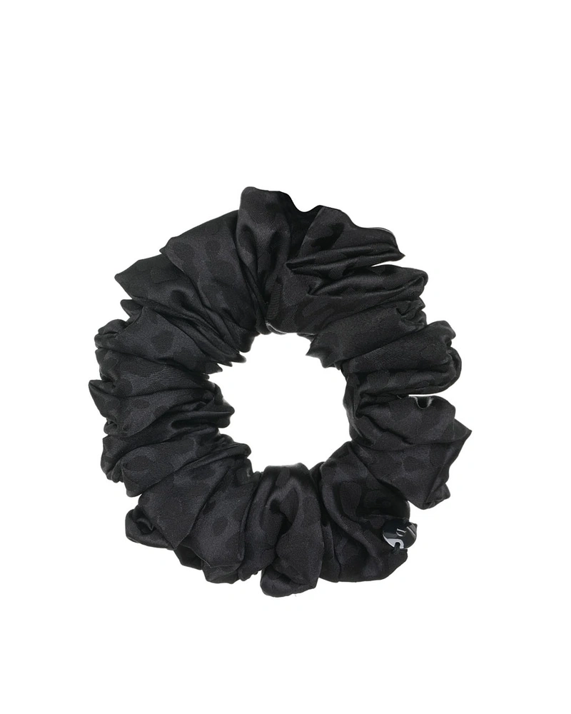 Black jacquard scrunchie with an animal print | ACCESSORIES