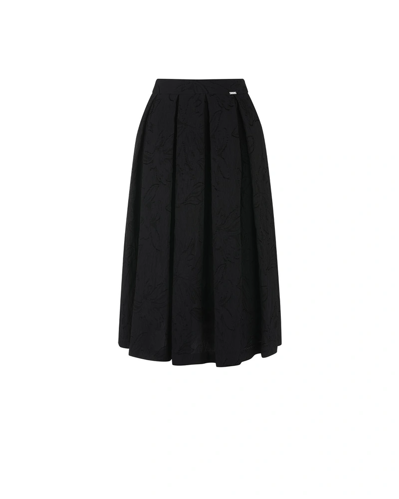 Black jacquard skirt with pleats | Skirts and Shorts