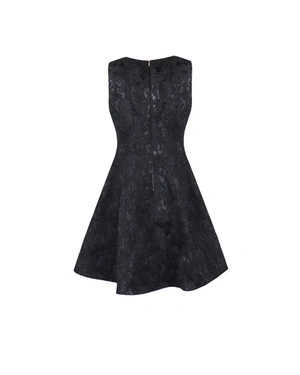 Rochie neagră fără mâneci din jacquard cu siluetă în linie A | NOUTATI - 5