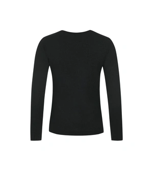 Top en maille noir, à décolleté en V avec fronces et éclat de lurex | Mailles - 5