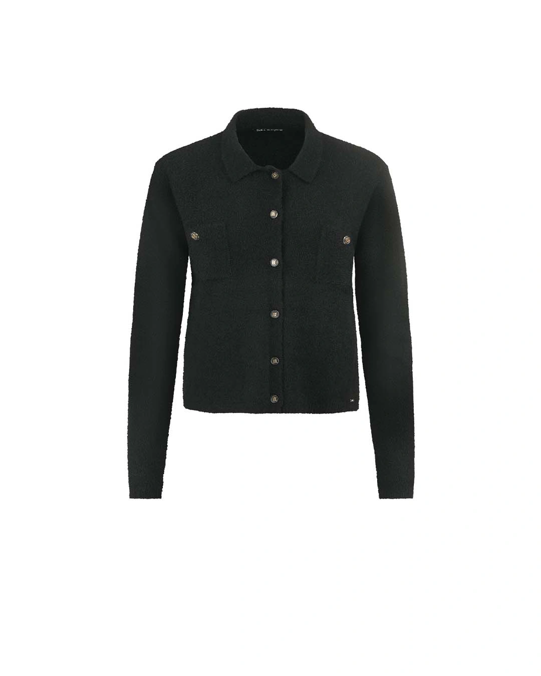 Black knitted cardigan with a collar and buttons - see Price on