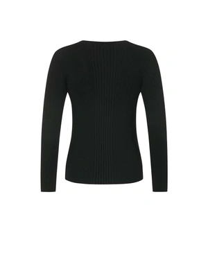 Black knitted long-sleeve top | Pullovers - 1
