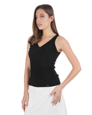 Трикотажен черен топ от FSC вискоза | Пуловери - 8