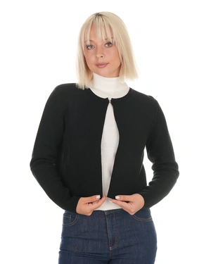 Cardigan negru tricotat pentru femei, cu design minimalist | Cardigane - 1