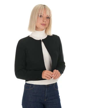 Cardigan negru tricotat pentru femei, cu design minimalist | Cardigane - 2