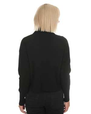 Cardigan negru tricotat pentru femei cu fermoar | Cardigane - 3