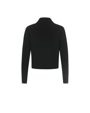 Cardigan negru tricotat pentru femei cu fermoar | Cardigane - 4