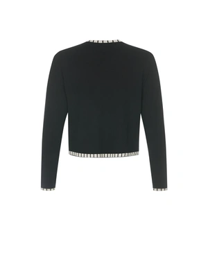 Cardigan negru tricotat pentru femei, cu perle decorative | Cardigane - 4