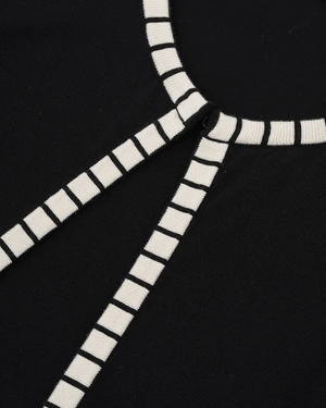 Cardigan negru tricotat pentru femei, cu perle decorative | Cardigane - 5