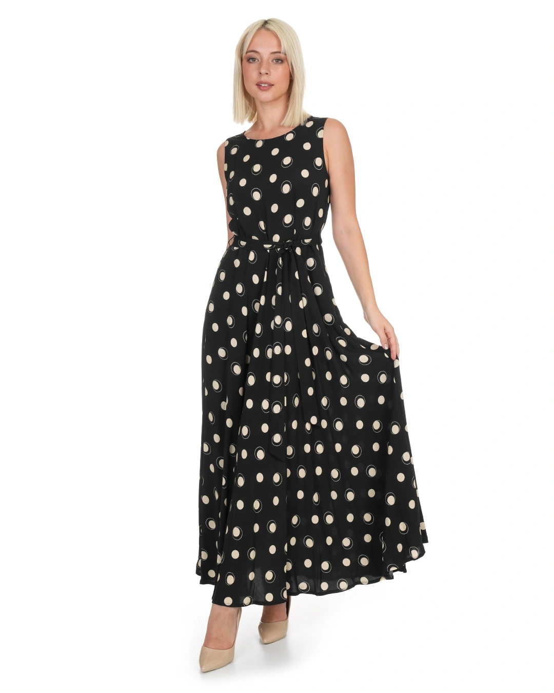 Black long dress with beige polka dots see Price on Dika.bg Black long dress with beige polka dots see Price on Dika.bg
