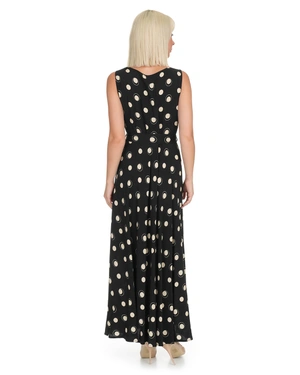Black long dress with beige polka dots | COLLECTION - 10