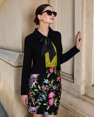 Black lurex bolero with satin ribbon | Jackets and Coats | Dika.ge - 3 Black lurex bolero with satin ribbon | Jackets and Coats - 3