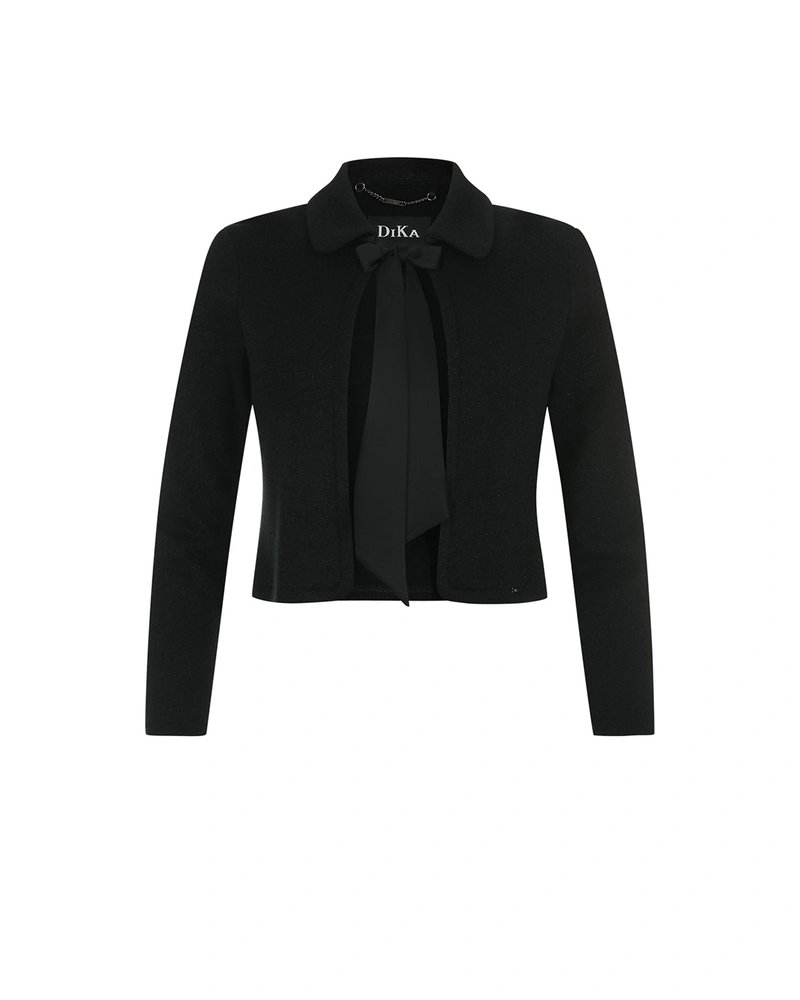 Black lurex bolero with satin ribbon | Jackets and Coats