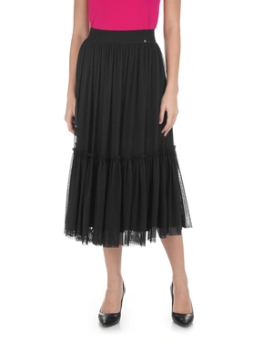 Jupe longue noire avec volant | Casual - 2