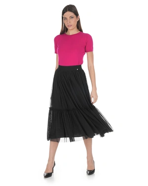 Jupe longue noire avec volant | Casual - 6