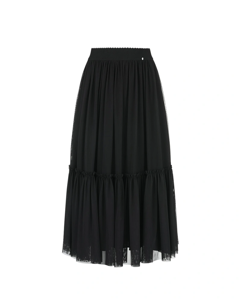 Jupe longue noire avec volant | Casual