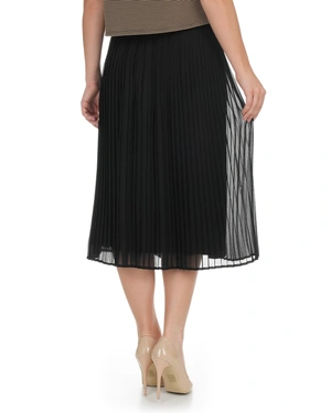 Black midi skirt in fine pleated chiffon | COLLECTION - 10
