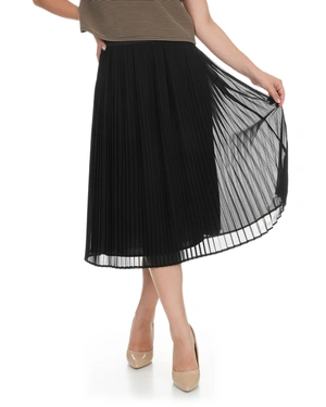 Black midi skirt in fine pleated chiffon | COLLECTION - 11