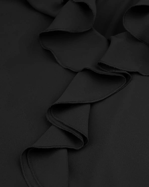 Black mousseline blouse with a jabot | Blouses and Shirts | Dika.rs - 1 Black mousseline blouse with a jabot | Blouses and Shirts - 1