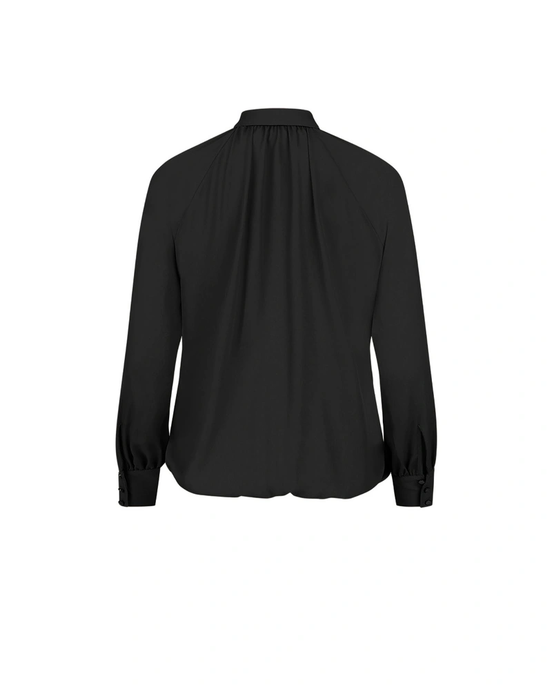Black mousseline blouse with a jabot | Blouses and Shirts