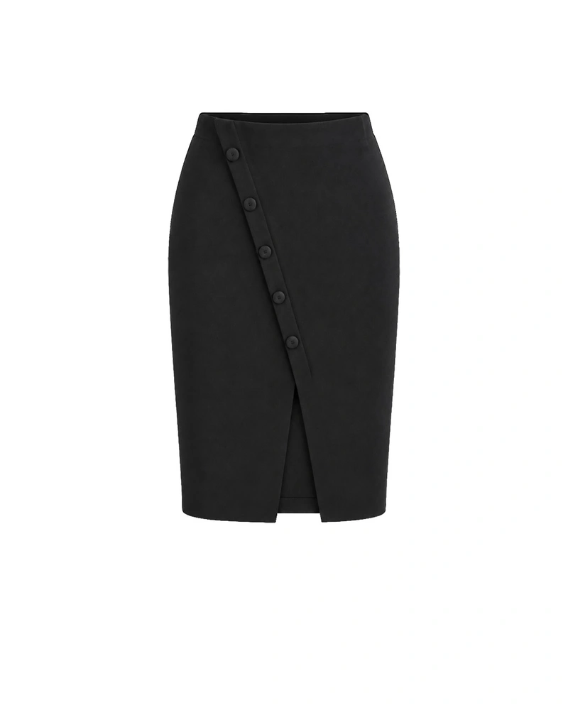 Black pencil skirt with decorative buttons | Trousers and Leggings