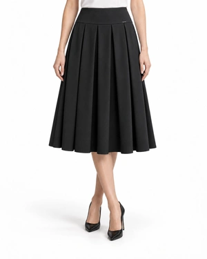 Black pleated midi skirt | Skirts - 1