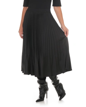 Black pleated skirt with a below-the-knee length | Skirts - 1