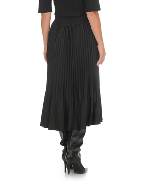 Black pleated skirt with a below-the-knee length | Skirts - 2