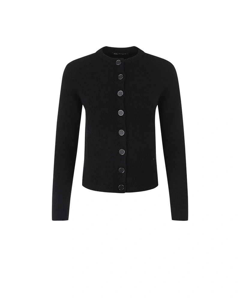 Black pure wool cardigan with gold buttons | Cardigans | Dika.bg Black pure wool cardigan with gold buttons | Cardigans