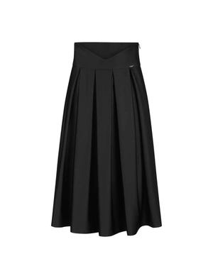 Black retro satin skirt below the knee | Skirts - 7