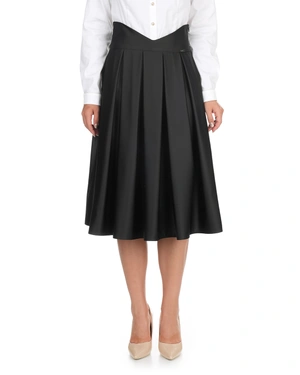 Black retro satin skirt below the knee | Skirts - 11