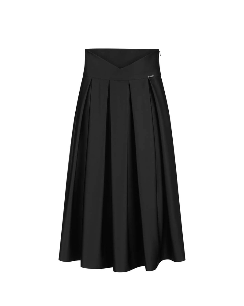 Black retro satin skirt below the knee | Skirts and Shorts