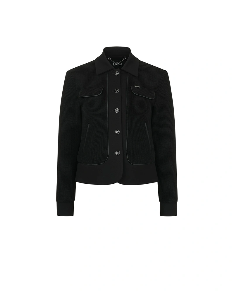 Black ribbed jacket with detailing | All products