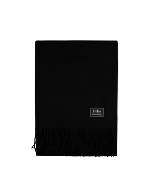 Black scarf made of 100% wool |  - 2