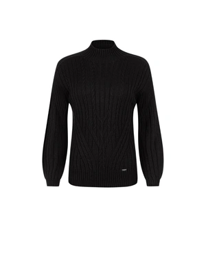 Black seamless knitted sweater with high neck | Pullovers | Dika.ge Black seamless knitted sweater with high neck | Pullovers