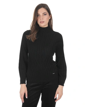Black seamless knitted sweater with high neck | Pullovers | Dika.ge - 1 Black seamless knitted sweater with high neck | Pullovers - 1