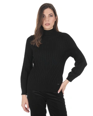 Black seamless knitted sweater with high neck | Pullovers | Dika.ge - 2 Black seamless knitted sweater with high neck | Pullovers - 2
