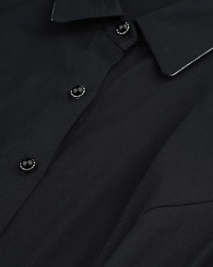 Black shirt with collar and cuff detail | Shirts - 2