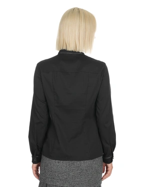 Black shirt with collar and cuff detail | Shirts - 4
