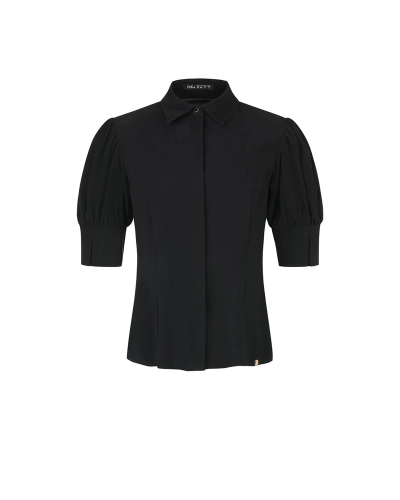 Black shirt with short puff sleeves | 