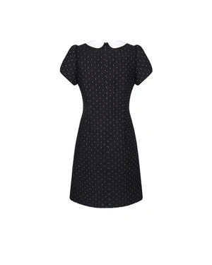 Black short tweed dress with white collar | Dresses - 5
