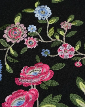 Black skirt with colorful floral embroidery | COLLECTION - 9