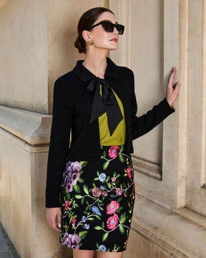 Black skirt with colorful floral embroidery | COLLECTION - 10