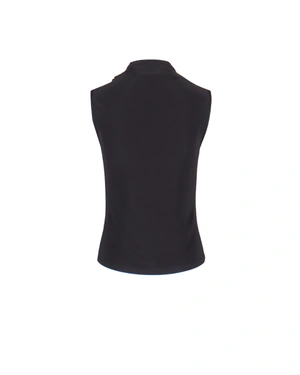 Black sleeveless T-shirt with boat neck and draping | Gift guides - 9