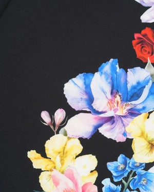 Черен прав панталон със страничен флорален принт | НОВО - 6