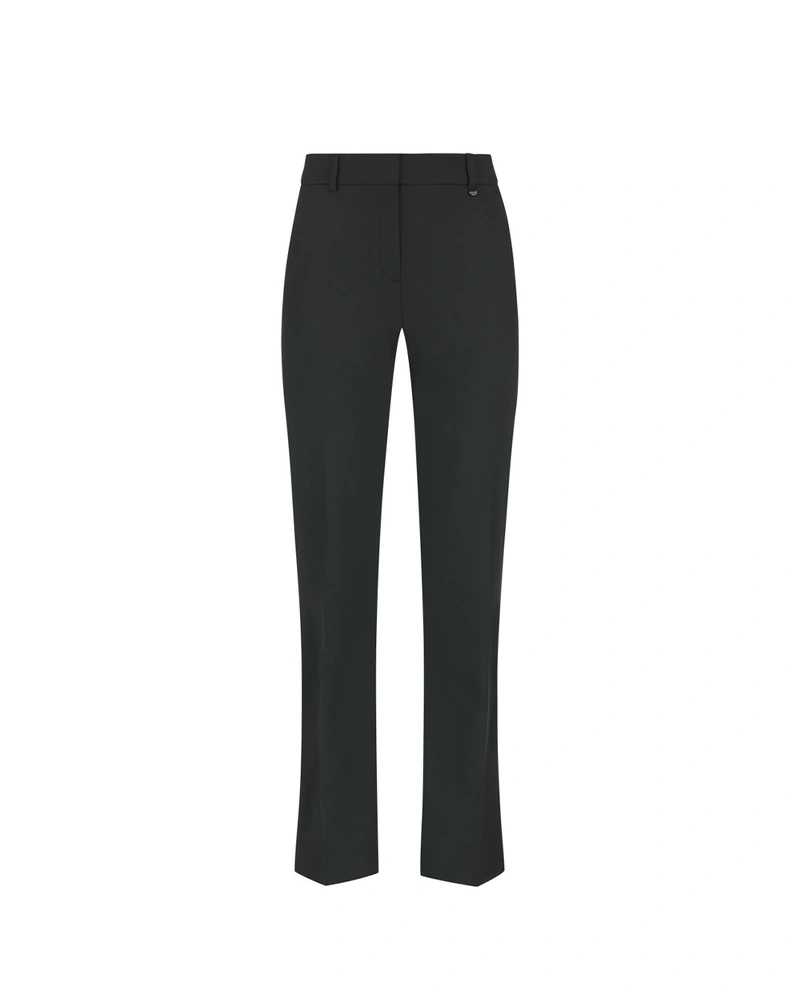Crne pantalone sa ravnim nogavicama i rubom | Pantalone i Helanke
