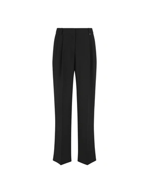 Black straight-leg trousers with pleats and crease | Trousers and Leggings - 3