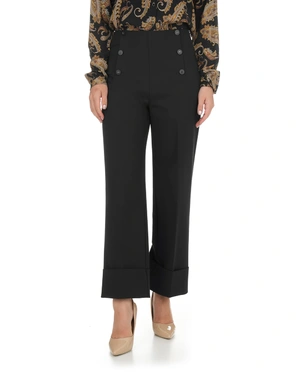 Pantaloni negri drepți cu nasturi decorativi metalici | Pantaloni - 11